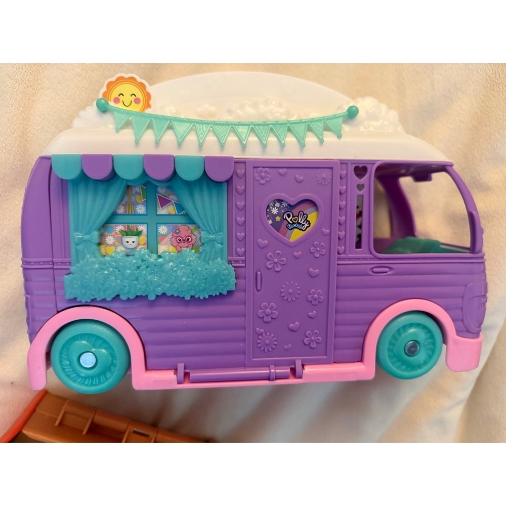 Polly Pocket Purple Camper Van Playset with Doll Toy for Kids
